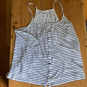 Cotton white with dark blue stripe button down tee